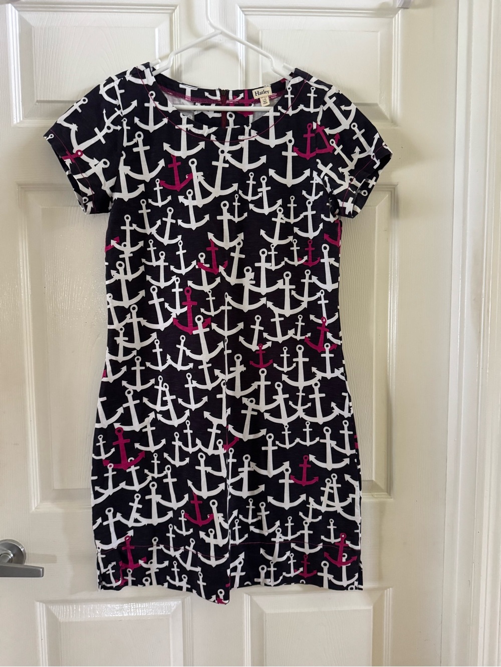 Hatley Anchor Print Dress - Navy, White & Magenta size L - excellent condition